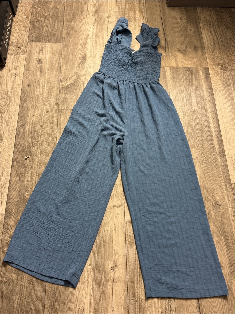 Charlotte Russe Blue Smocked Wide-Leg Jumpsuit